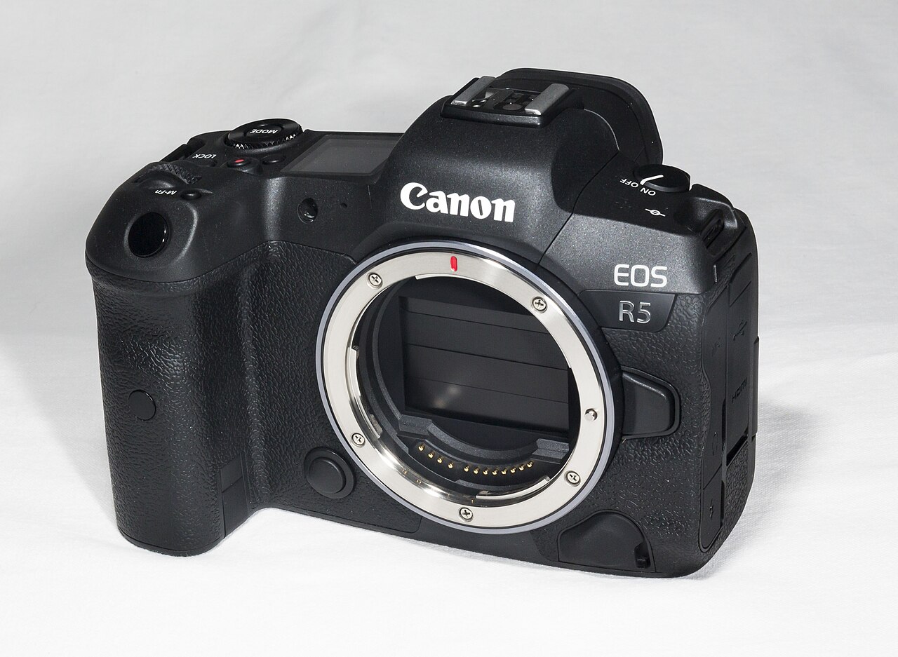 Cameras Complete Canon EOS R5 camera body on a light background